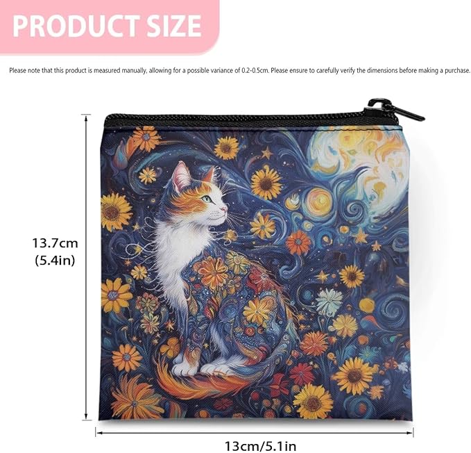 Cat Floral Print Sanitary Napkin Storage Bags Waterproof Period Bags Convenient Storage Organizer for Women