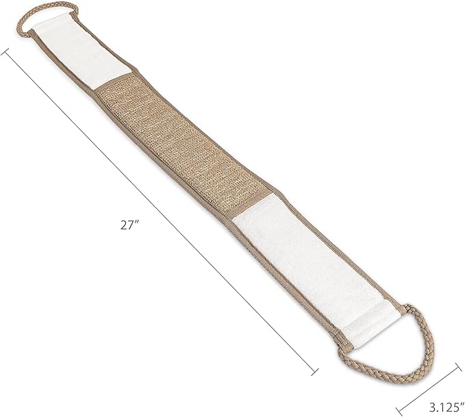 Eurow Beauty Bamboo Back Scrubber, Dual-Sided Exfoliating and Cleansing Shower Strap with Looped Handles, Gentle for All Skin Types, Reusable for Daily Spa-Like Bath Experience, 2-Pack