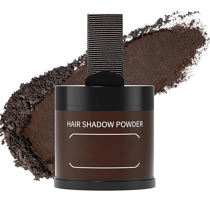 gowwim Root Touch up Powder, Instantly Gray Hair Cover up Hairline Powder for Women & Men Waterproof and Sweatproof Root Cover Up Long-Lasting for Thinning & Loss Hair (Dark Brown, 10g)