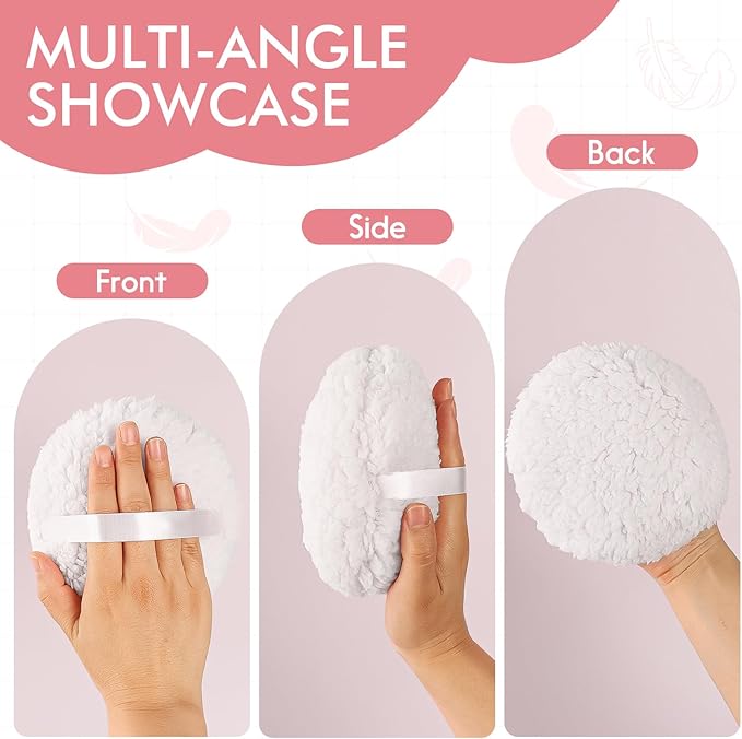 WSYUB Powder Puff, 6 Inch Extra-Large Powder Puff for Body Powder, Body Powder Puff, White,Large