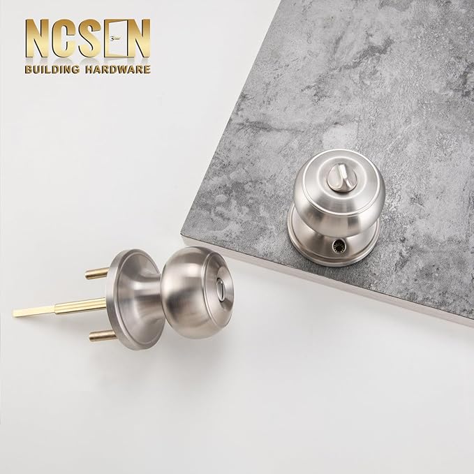Brushed Nickel Door Knobs Interior,Bath & Bed Privacy Door Knob, Keyless Door Lock Round Doorknobs