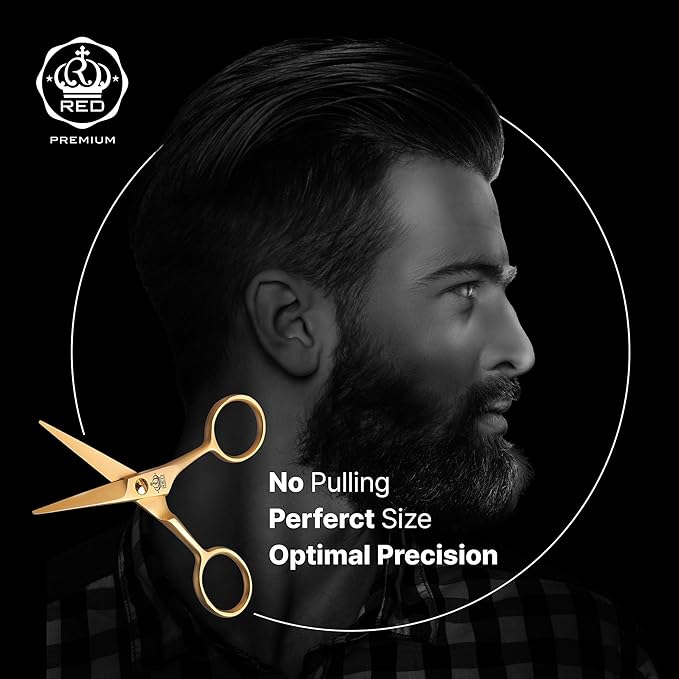 Red by Kiss RED Premium Beard Grooming Kit, 2 Premium Wood Combs & Professional Shear Set for Men, Complete Facial Hair Styling, Maintenance Kit with Ergonomic Design, Easy to Carry