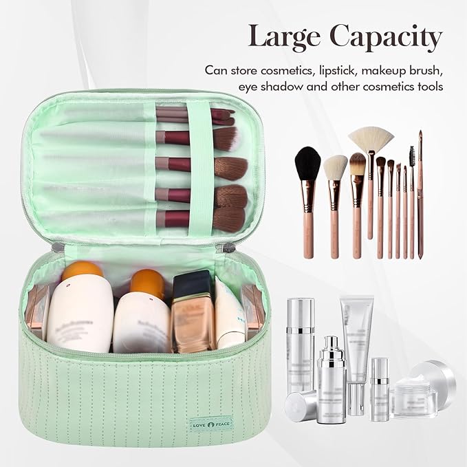 Makeup Bag Travel Cosmetic Bag, Large Capacity Makeup Organizer Bag and Storage, Portable PU Leather Pouch Toiletry Bag Make up Organizer, Cosmetic Bags for Women