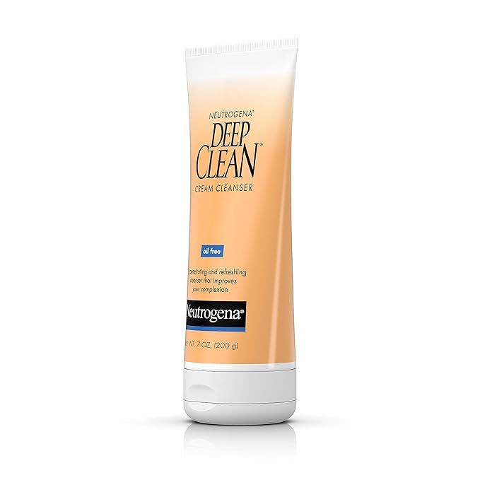 Neutrogena Deep Clean Daily Facial Cream Cleanser with Beta Hydroxy Acid to Remove Dirt, Oil & Makeup, Alcohol-Free, Oil-Free & Non-Comedogenic, 7 fl. oz