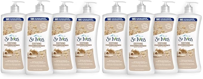 St. Ives Soothing Hand & Body Lotion for Women with Pump, Daily Moisturizer Oatmeal and Shea Butter for Dry Skin, Made with 100% Natural Moisturizers, 21 fl oz, (Pack of 8)