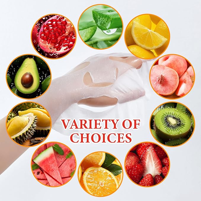 10 Pack Variety Facial Sheet Masks Skin Care Set, Hydrating Bulk Sheet Face Masks Skincare Gifts Set for Women Men, Long Lasting Moisturizing Face Mask Skincare for All Skin Type（A4)