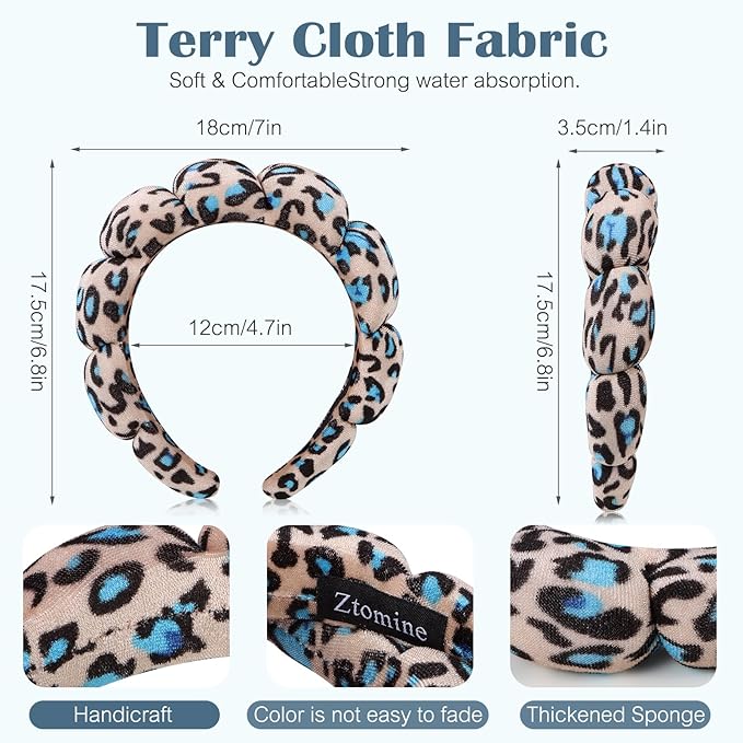 Spa Headbands for Washing Face or Facial - Set of 2 Terry Cloth Headbands for Puffy Makeup, Mask, Skin Treatment