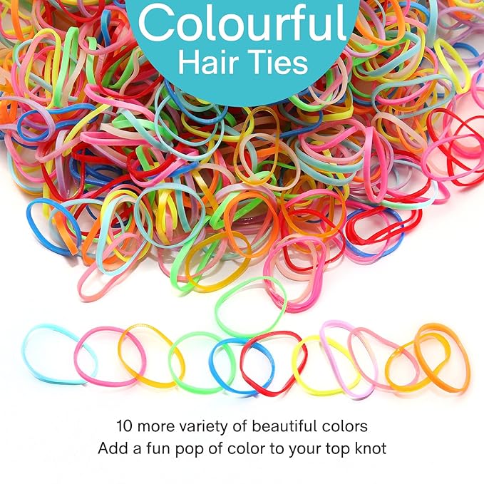 HOYOLS Mixed Color Elastic Hair Bands, 2500 Small Rubber Bands Braids for Girls Kids Women Non-Slip Tiny Soft Hair Ties Accessories Value Pack TPR