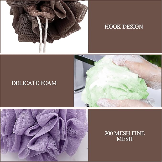 3 Pcs Soap Bar Loofah, 2 in 1 Bar Soap Loofah Pouch Can Hold Soap Effective Exfoliation for Bathing (Green+ Coffee Brown+ Purple)