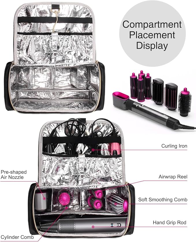Hair Tools Travel Bag Large Capacity Wide-open Pouch, Hair Accessories Organizer for Flat Irons, Straighteners, Curling Iron,Travel Essentials for Women