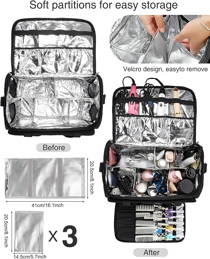 Professional Hairdressing Bag,Hairstylist Travel Bag,Cosmetics Beauty Hairdresser Bag with Shoulder Strap,Hair Makeup Salon Organizer Bag for Barber Insulation Material