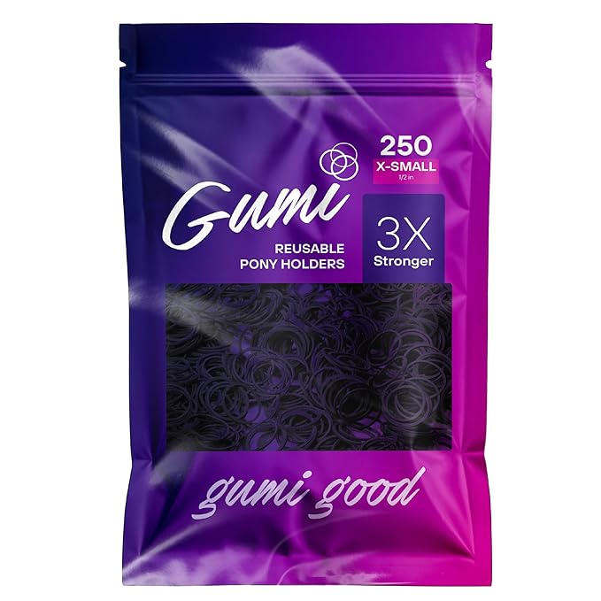 Black Elastics 1/2 inch Hair Band Extra Small for Thick or Thin Hair