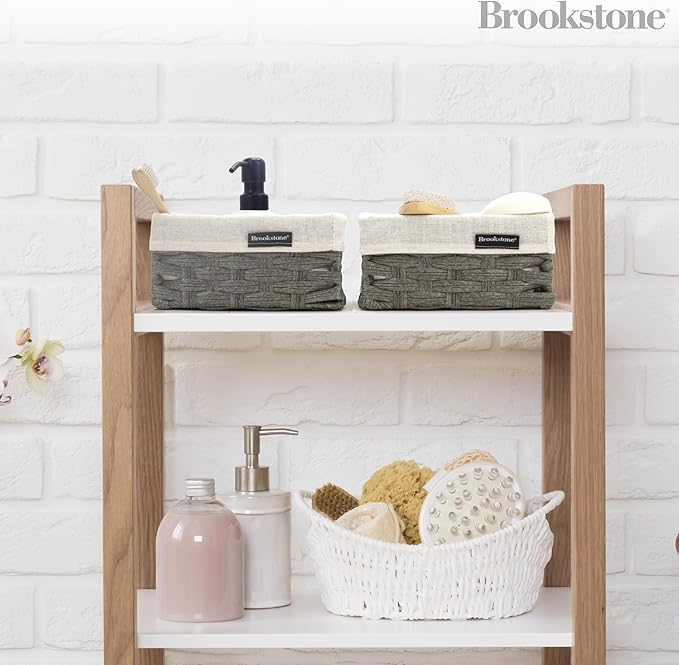 Brookstone Wicker Shelf Storage Basket Decorative Shelf Bin, bathroom organizers and storage, Boho Living Room Decor, Summer Storage 2025-3 Piece Set