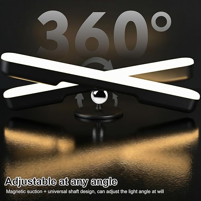 2 Pack Wireless Vanity Lights for Mirror, Rechargeable Battery Operated Makeup Light, Adjustable Light Bar, Magnetic Stick on LED Lighting Bathroom Decor Accessories, Black
