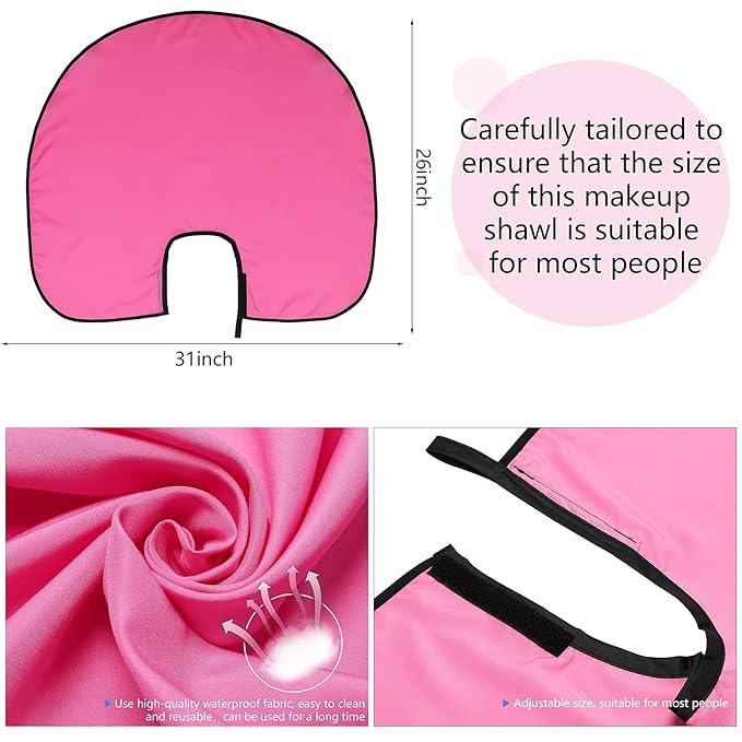 Geyoga Short Makeup Cape for Women Men Mini Haircut Cape for Artist Shampoo Beauty Salon Artist Styling(Pink)