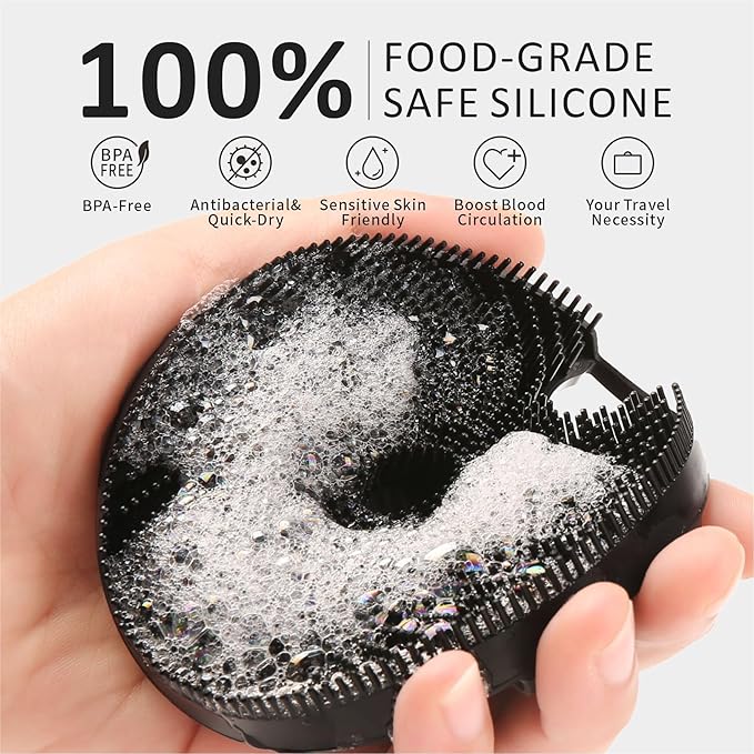 Soft Silicone Body Scrubber with 2pack Silicone Face Scrubber for Shower,Exfoliating Body Scrubber for Sensitive Skin,Silicone Body Brush Face Cleansing Brush for Pore Cleaning,Skin Care