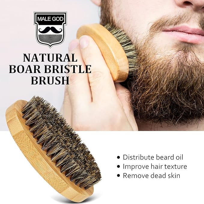 MALE GOD Beard Kit w/Natural Ingredients Beard Oil & Balm, Men's Care & Grooming Set w/Beard Brush & Comb, Anniversary | Birthday Gifts for Men, Him, Husband, Boyfriend, Dad