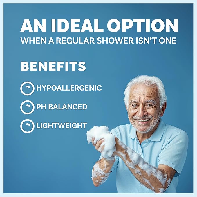Scrubzz Disposable No Rinse Bathing Wipes for Sensitive Skin - All-in-1 Single Use Shower Wipes, Simply Dampen, Lather, and Dry Without Shampoo or Rinsing (Sensitive Skin, 4-Pack)