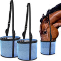 2 Pcs Horses Feed Horse Bag for Grain Hay Bags Heavy Duty Mesh Horse Feeder with Adjustable Strap Comfort Neck Pad Nose Pad and Waterproof Bottom Muzzle(Blue)