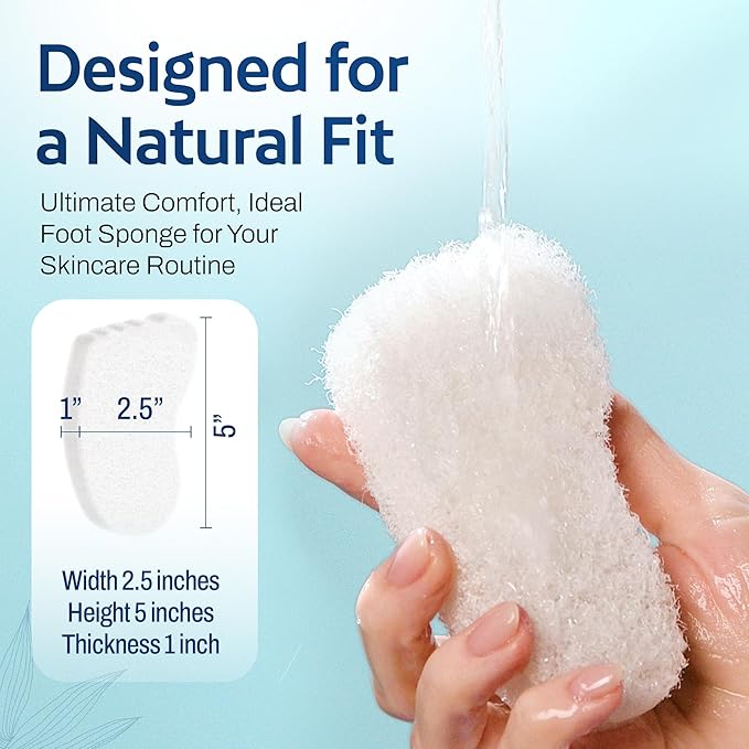 HartFelt Foot Scrub Sponge Exfoliator, Callus and Dead Skin Remover for Heel, Toes, and Foot, 25 Count, White