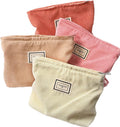 Sanwuta 4 Pack Velvet Makeup Bag Cosmetic Bag for Women Large Capacity Corduroy Pouch Zipper Canvas Travel Toiletry Purse Make up Organizer Case Accessories(Elegant Color,Plaid)
