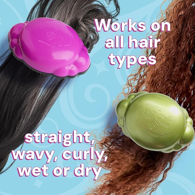 Knot Genie Detangling Hair Brush for Kids (Peaceful Powder) | Perfect Detangling Brush for Curly Hair, Gently Separate Tangles, Leaves Hair Smooth and Shiny | The Pain-Free Knot Detangler