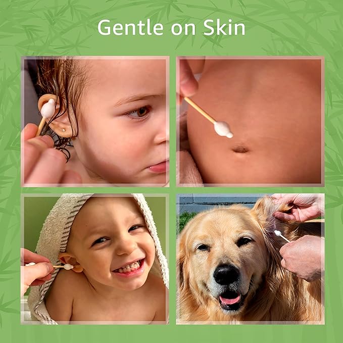 100% Bamboo Cotton Swabs for Ears (5000-Pack) - Perfect for Baby & Personal Care | Double-Tipped Ear Swab Cotton for Makeup & Cleaning | FSC Certified & Hypoallergenic, Made for All Ages & Pet