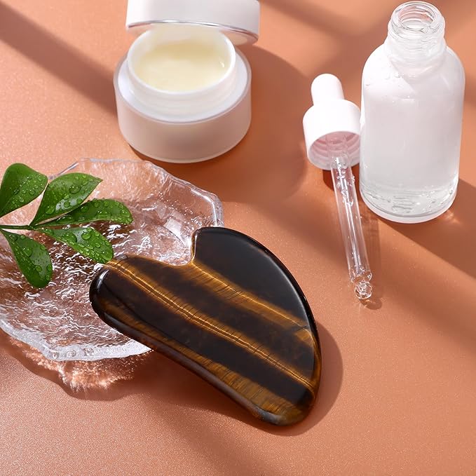 rosenice Gua Sha Facial Tools Gua Sha Jade Stone for Face Skincare Facial Body Tensions Reduce Puffiness Yellow