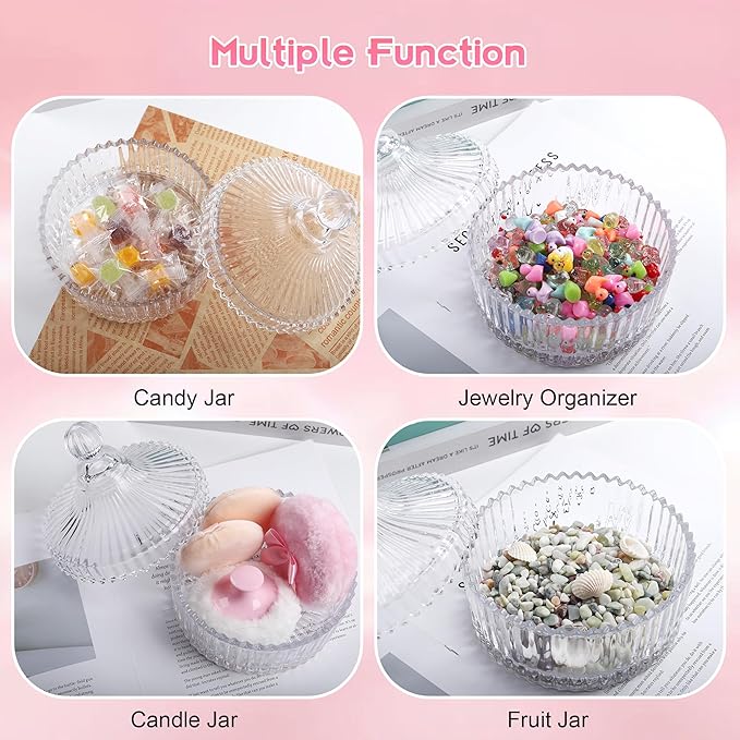 Extra Large Body Powder Puff and Container Set Crystal Powder Container with 3 Soft Velour Power Puffs for Women Baby Face Body Washable Reusable Wet Dry Makeup Valentine's Mother's Day Gifts