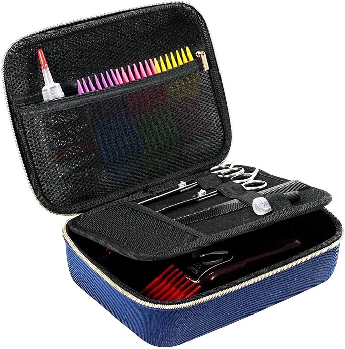 ProCase Hard Travel Case for Hair Clippers, Hair Cutting Barber Supplies Holder, Trimmer Organizer Storage Bag for Hatteker/Oneisal/Wahl 7Star/Andis Men Razor Guard Grooming Kits -Navy