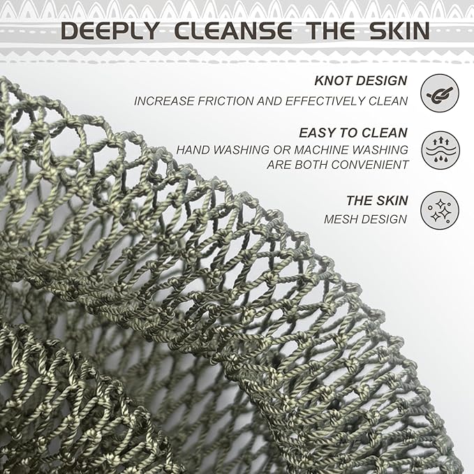 African Net Sponge Authentic, Loofah Exfoliating Body Scrubber Bath Sponge, African Exfoliating Net Sponge Back Scrubber Washcloth for Shower, Body Care Bathing Accessories (Blue)