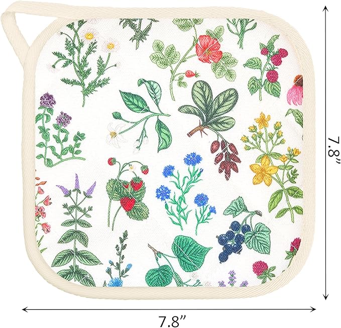 6 Pack Pot Holders 100% Cotton Heat Resistant Potholder, Machine Washable Pot Holder, Hot Pads, Table Pads for Cooking Baking (N)
