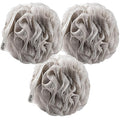 MainBasics Bath Shower Loofah Sponge Pouf Body Scrubber Exfoliator Body Wash Sponge (Set of 3, Totally Taupe)