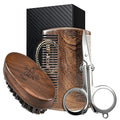 BFWood Mens Beard Brush Comb Kit, Small Travel Beard Set - Natural Boar Bristles With Black Walnut Wood, Grooming Sandalwood Mustache Comb, Mustache Trimming Sissors With Storage Bag