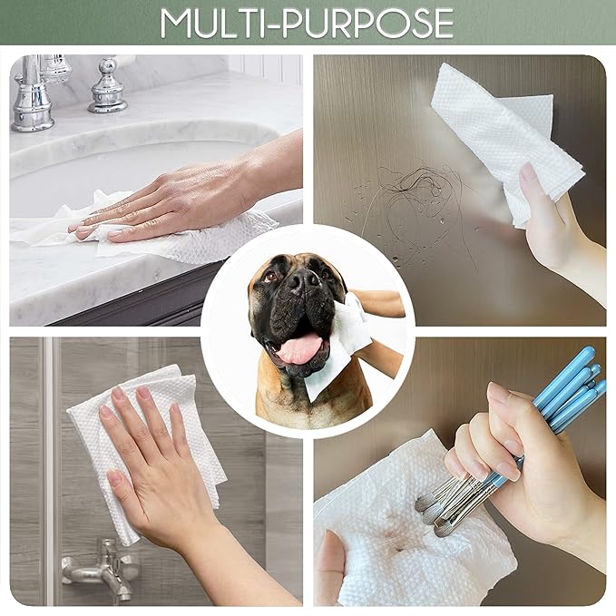 Christmas Style WOWOTEX Disposable Face Towel Biodegradable Large Dry Face Wipes 60 Count/1 Box Extra Thick Soft Clean Facial Towels for Sensitive Skin, Facial Cleansing, Nursing, 10"×12"