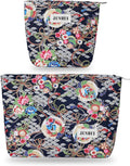 2PCS Makeup Pouch Small Cute Japanese Style Cosmetic Bag for Women，Cotton Toiletry Bag Pouch for Purse，Gilding Craft Makeup Bag with Zipper（Gold Black）