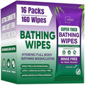 Super Thick Bathing Wipes for Adults Bathing No Rinse – Full Body Shower Wipe, Ideal for Men, Women & Elderly – Extra Large & Soft Travel Wipes Perfect Alternative to Shower – 16 Packs (160ct)