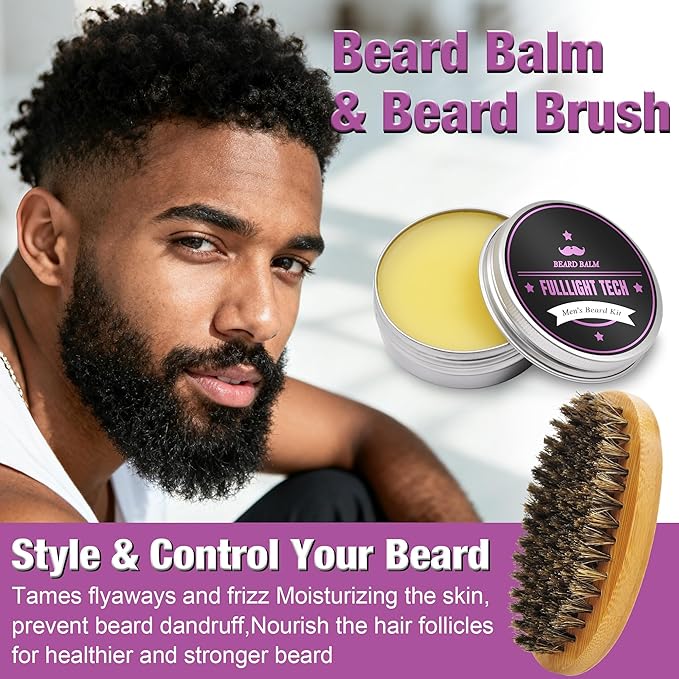 Boyfriend Birthday Gifts,Beard Care Kit Includes 3 Scented Beard Oil,Grapefruit Beard Shampoo & Balm, Brush, Comb,Scissors,Cool Men Stuff Christmas Stocking Stuffers Gifts for Men Him Dad Husband