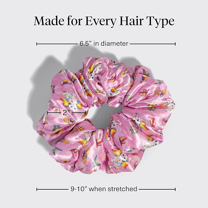 Lisa Frank x Kitsch Pillow Satin Scrunchies for Women - Hair Ties No Damage, No Crease Hair Accessories | For Day or Night Use | Ideal Gifts for Women - 2pcs