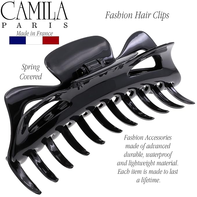 Camila Paris CP117 French Large Hair Clips for Women Thick Hair for Long Curly Wavy Hair, Girls Hair Claw Clip, Durable Styling Big Claw Clip for Thick Hair, Strong Hold No Slip Grip, Made in France