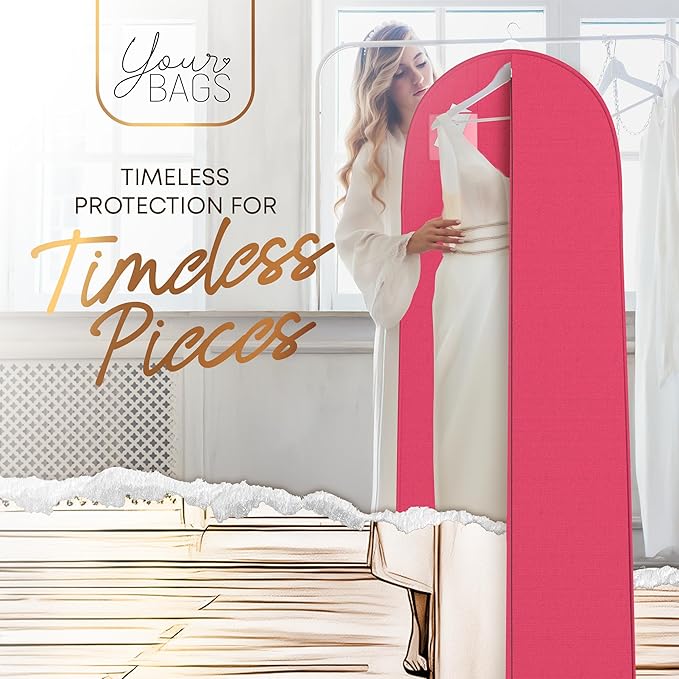 72" Long Dress Bags for Gowns - Wedding Dress Garment Bag for Dresses - Long Garment Bags for Hanging Clothes & Closet Storage - Durable Travel Bag for Women with ID Window