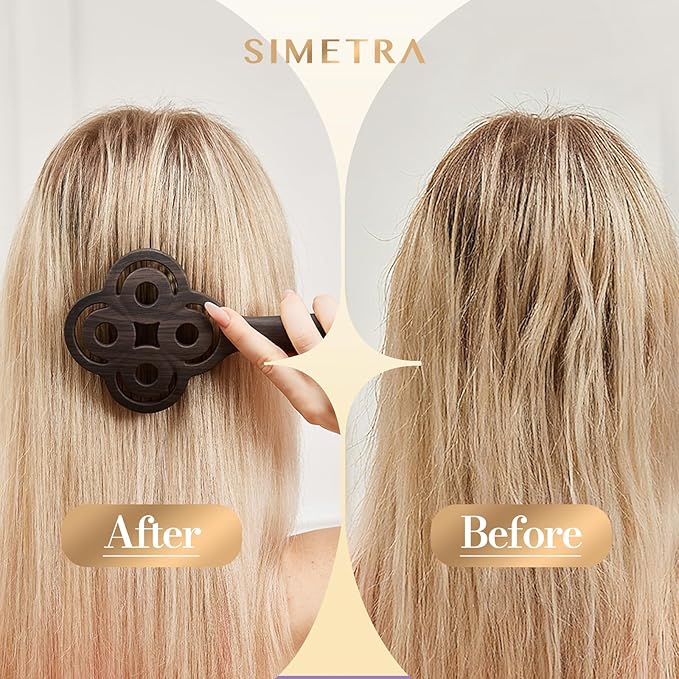Simetra Detangler Hair Brush for Women and Men, Holiday Present - Original Detangling Brush for Curly Hair/Wet & Dry Hair, Natural Boar Bristles Hairbrush - Natural Crystal Inlay & 14K Gold Plating