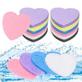 uxcell 120 Count Compressed Facial Sponges Heart-Shaped Face Cleansing Sponges Pads for Daily Skincare Routines at Home, Kitchen, Travel, Black/White/Blue/Purple/Pink/Yellow