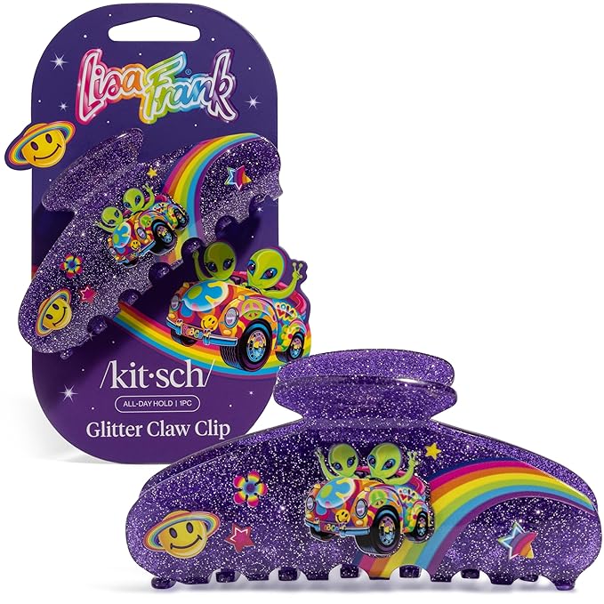Lisa Frank x Kitsch Purple Glitter Hair Clip for Women – Secure Hold Claw Clip | Sparkly Hair Accessories with Strong Grip | Ideal Gifts for Women, Teens - Zoomer and Zorbit
