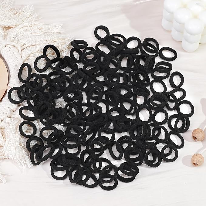 CÉLLOT Baby Hair Ties, Black Nylon Toddler Hair Ties for Girls, Kids Seamless Hair Bands, Girls Elastic Ponytail Holders, Diameter 0.8 Inch