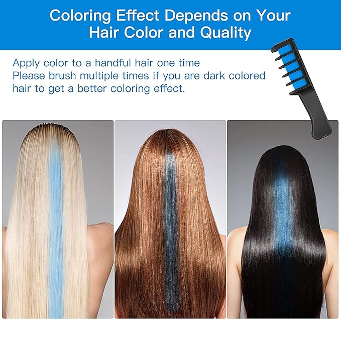 MSDADA Blue and Purple Hair Chalk for Girls-New Hair Chalk Comb Temporary Bright Washable Hair Color Dye for Kids-Girls Toys Gifts for Birthday,Easter,Christmas,Halloween