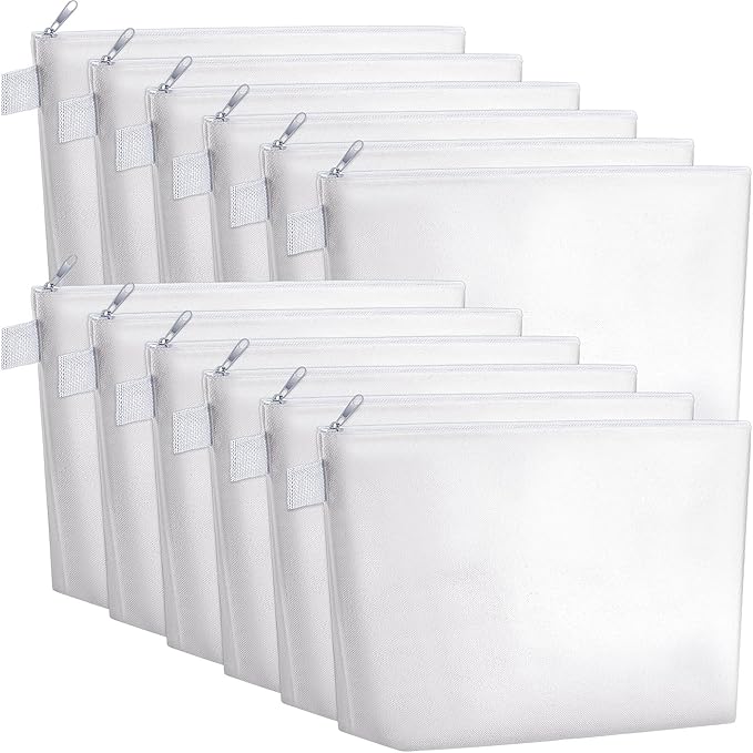 Weewooday 12 Pieces Blank Canvas Makeup Bags with Bottom Handle Bulk Sublimation Blank Zipper Makeup Pouch Canvas Cosmetic Bags for Women Student DIY Craft Travel Toiletry Pencil(White)