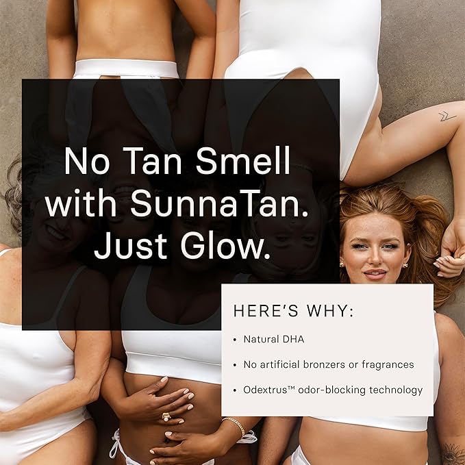 Face Tan Water by SunnaTan - Made with Witch Hazel Water & Hyaluronic Acid - Organic & Natural Ingredients - Non-Sticky and Lightweight - Face Tanner in Light/Medium (60mL)