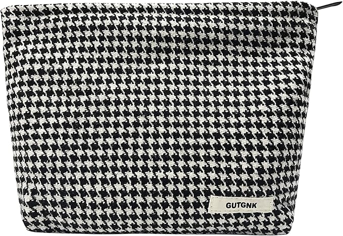 GUTGNK Women's Houndstooth Travel Bag - Small, Zipper, Skin Care & Cosmetics Change Bag