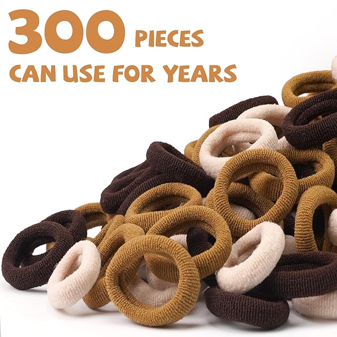 CÉLLOT Mini Hair Ties for Girls Toddlers and Infants, 300PCS Tiny No Damage Ponytail Holders and Seamless Hair Elastics Bands - Diameter 0.8 Inch